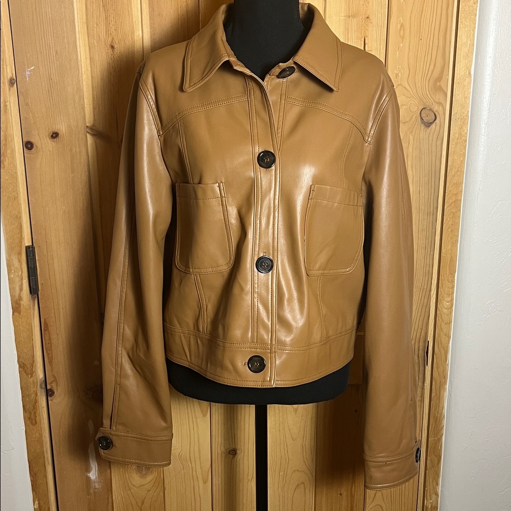 NWOT ANTHRO Katy Cropped Faux Leather Jacket *Flaw* - Picture 6 of 12